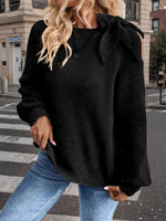 Load image into Gallery viewer, Off Shoulder Bow Tie Lantern Sleeve Sweater Women N6B026
