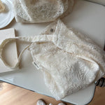 Load image into Gallery viewer, Lace Embroidered Cotton Shoulder Bag Canvas Lining S5P337