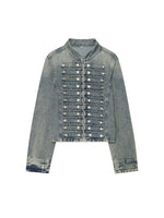 Load image into Gallery viewer, Embroidered Cropped Denim Jacket Slim Fit Women N6F193