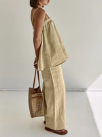 Load image into Gallery viewer, Sexy Ruffle Tank Top and Wide Leg Pants Set Women N6D089