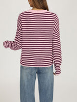 Load image into Gallery viewer, Striped Shawl Neck Round Neck Oversized Sweater Women N6H288