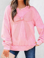 Load image into Gallery viewer, Washed Bow Detail Oversized Sweatshirt Women N6B055