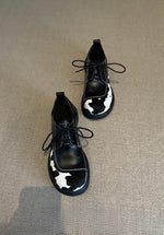 Load image into Gallery viewer, Cow Print Lace Up Loafers Women N6C148