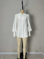Load image into Gallery viewer, White Shirt Collar Flounce Sleeve Lace Shirt Women N6C123