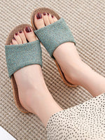 Load image into Gallery viewer, Non Slip Woven Linen Home Slippers Women N6C228