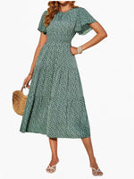 Load image into Gallery viewer, Multi Ruffle Sleeve Long Floral Smock Dress Women N5A972