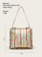 Load image into Gallery viewer, Colorful Stripe Fringe Tote Bag Women N6B107