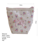 Load image into Gallery viewer, Floral Bow Embroidered Cosmetic Pouch Cotton Nylon S5P287