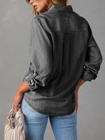Load image into Gallery viewer, Casual Lapel Long Sleeve Denim Shirt Women N6D064