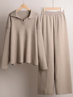 Load image into Gallery viewer, Knit Set Polo Neck Pullover Wide Leg Pants Two-Piece N6G137