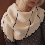 Load image into Gallery viewer, Wool Blend Ruffle Knit Triangle Scarf Shawl N6K228