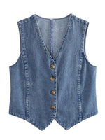 Load image into Gallery viewer, Classic Denim Vest Button Down Sleeveless N6A167