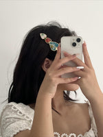 Load image into Gallery viewer, Enamel Vintage Flower Pearl Heart Hair Clip N6A181