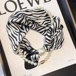 Load image into Gallery viewer, Womens Pearl Magnetic Clasp Floral Skinny Scarf N6K262