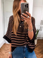 Load image into Gallery viewer, Color Block Crew Neck Oversized Sweater Women N6B087