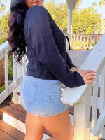 Load image into Gallery viewer, Cropped Ribbed Cardigan Bow Tie Lantern Sleeve Women N6B029