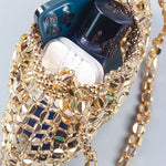 Load image into Gallery viewer, Handwoven Silver Gold Bead Large Hobo Shoulder Bag N6E021