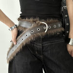 Load image into Gallery viewer, Women's Faux Leather Plush Wide Waist Belt N6J135