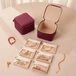 Load image into Gallery viewer, 6 Layer Travel Jewelry Organizer Box Leather S5P836