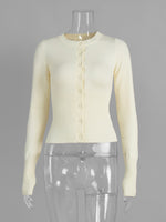 Load image into Gallery viewer, Slim Fit Viscose Long Sleeve Knit Cardigan Solid Basic Top N6G127