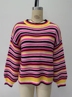Load image into Gallery viewer, Striped Round Neck Oversized Knit Pullover Women N6G184