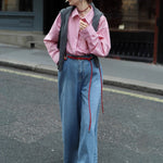 Load image into Gallery viewer, High Waisted Straight Leg Jeans Floor Length Denim N6A134