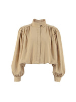 Load image into Gallery viewer, Bubble Sleeve Cropped Trench Coat Women Khaki N6D088