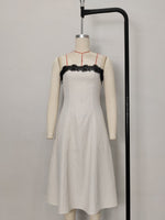 Load image into Gallery viewer, Lace Contrast Off Shoulder Summer Dress Women N6F215