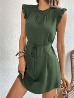 Load image into Gallery viewer, Summer Short Flutter Sleeve Solid A-Line Dress N6F219
