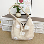 Load image into Gallery viewer, Women's Plush Floral Embroidered Tote Bag N6J218