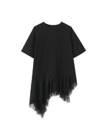 Load image into Gallery viewer, Lace Panel Asymmetric Tee Women N6F253