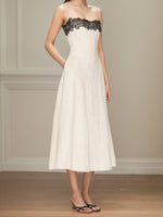 Load image into Gallery viewer, Lace Contrast Off Shoulder Summer Dress Women N6F215