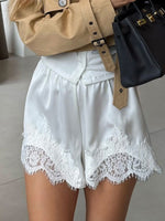 Load image into Gallery viewer, Satin Lace Trim Loose Shorts Women N6A193