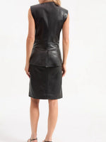 Load image into Gallery viewer, PU Sleeveless Vest Women Black Minimalist Versatile N5A060