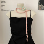 Load image into Gallery viewer, Vintage Handknit Rose Scarf Necklace Poly Narrow M5A324