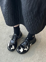 Load image into Gallery viewer, Cow Print Lace Up Loafers Women N6C148