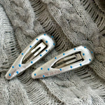 Load image into Gallery viewer, Sea Salt Blue Polka Dot Waterdrop Hair Clip Women S5P908