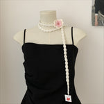 Load image into Gallery viewer, Vintage Handknit Rose Scarf Necklace Poly Narrow M5A324