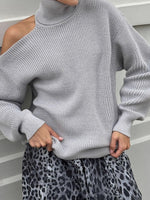 Load image into Gallery viewer, High Neck Off-Shoulder Pullover Sweater Women N5A505