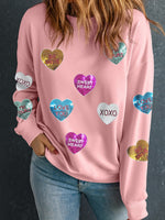 Load image into Gallery viewer, Heart Print Crew Neck Sweatshirt Spring Women N6B072