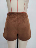 Load image into Gallery viewer, Casual Brown Two Button Wide Band Straight Leg Shorts N6B183