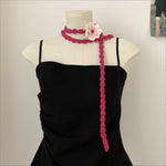 Load image into Gallery viewer, Vintage Handknit Rose Scarf Necklace Poly Narrow M5A324