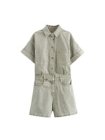Load image into Gallery viewer, Pocket Detail Denim Short Jumpsuit Women Casual N6F213
