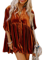 Load image into Gallery viewer, Velvet Single Breasted Mid Length Blouse Women N6B075