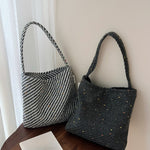 Load image into Gallery viewer, Tweed Speckle Top-Handle Shoulder Bag Women S5P645