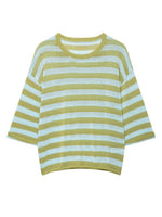 Load image into Gallery viewer, Casual Striped Knit Top Round Neck Cap Sleeve Women N6G149