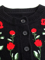Load image into Gallery viewer, Floral Button Cropped Knit Cardigan Elegant Women N6B039