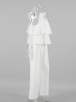 Load image into Gallery viewer, White Linen Flutter Sleeve Top and Wide Leg Pants Set N6D111