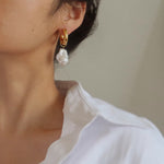 Load image into Gallery viewer, Pearl Ear Cuff Long Earring Titanium Steel Vintage N6H174
