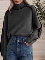 Load image into Gallery viewer, High Neck Stripe Knit Sweater Women Multiple Colors N5A596